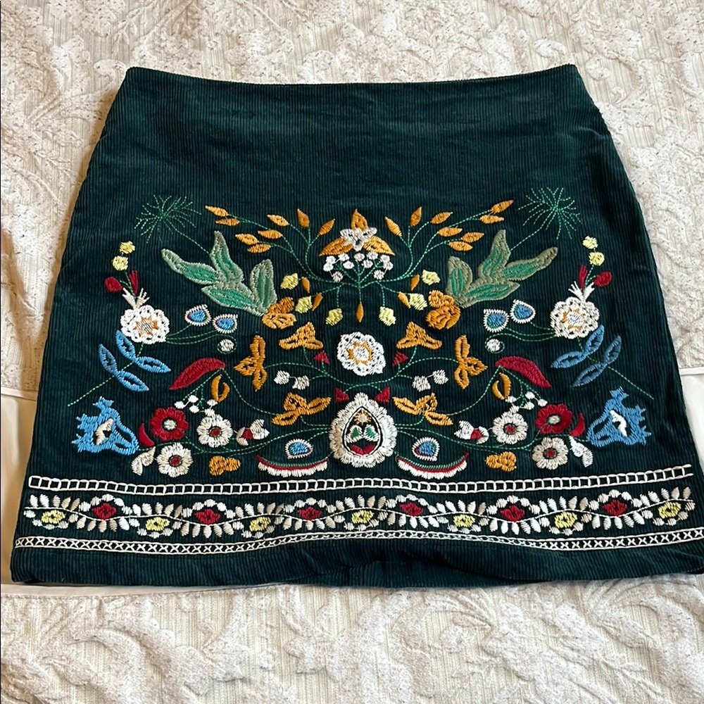 Embroidered Green Skirt